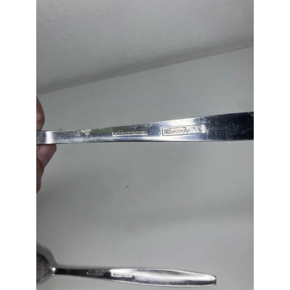 VTG Heavenly Star Stainless Flatware‎ Japan Starburst 2 Serving Pcs Spoon Fork